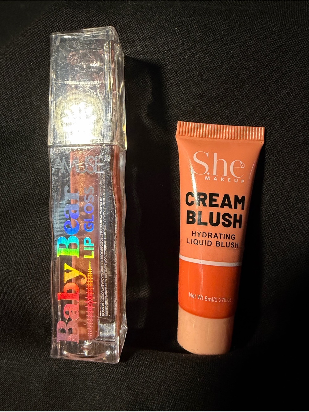 Blush Hydrating Liquid Blush orange also lip gloss sparkly